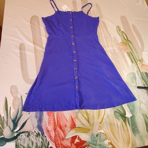 Blue/Purple Spaghetti Strapped, button down dress